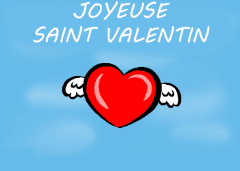 Gif animé joyeuse Saint Valentin coeur ailé